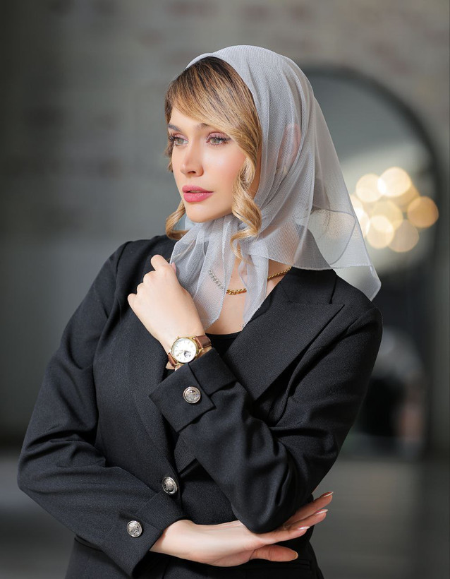 تصویر مینی سکارف توری دودی - هستیا گالری