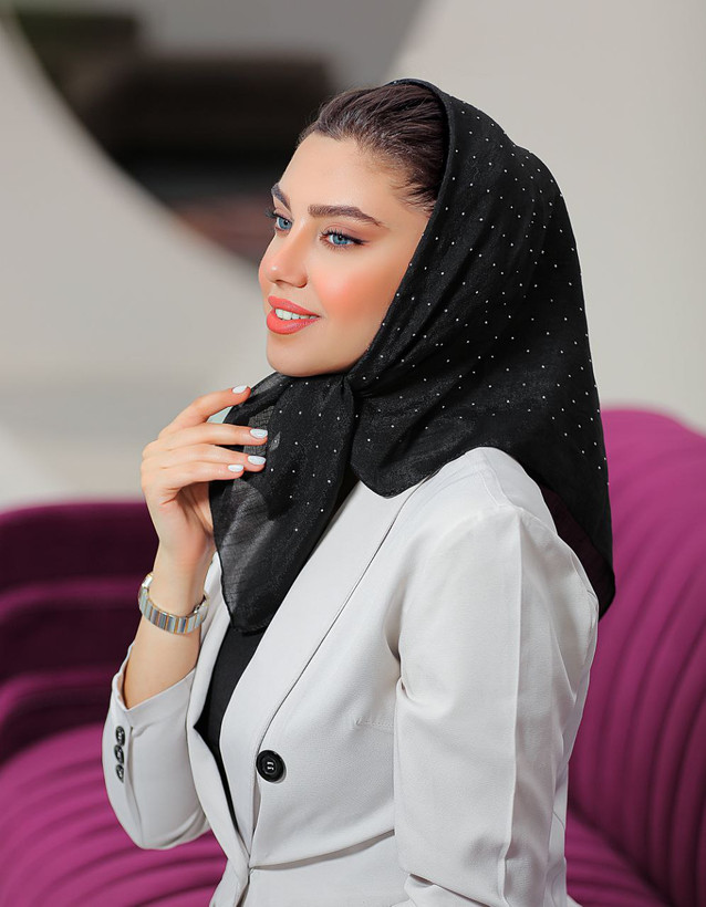 تصویر مینی اسکارف وال نگین دار - هستیا گالری