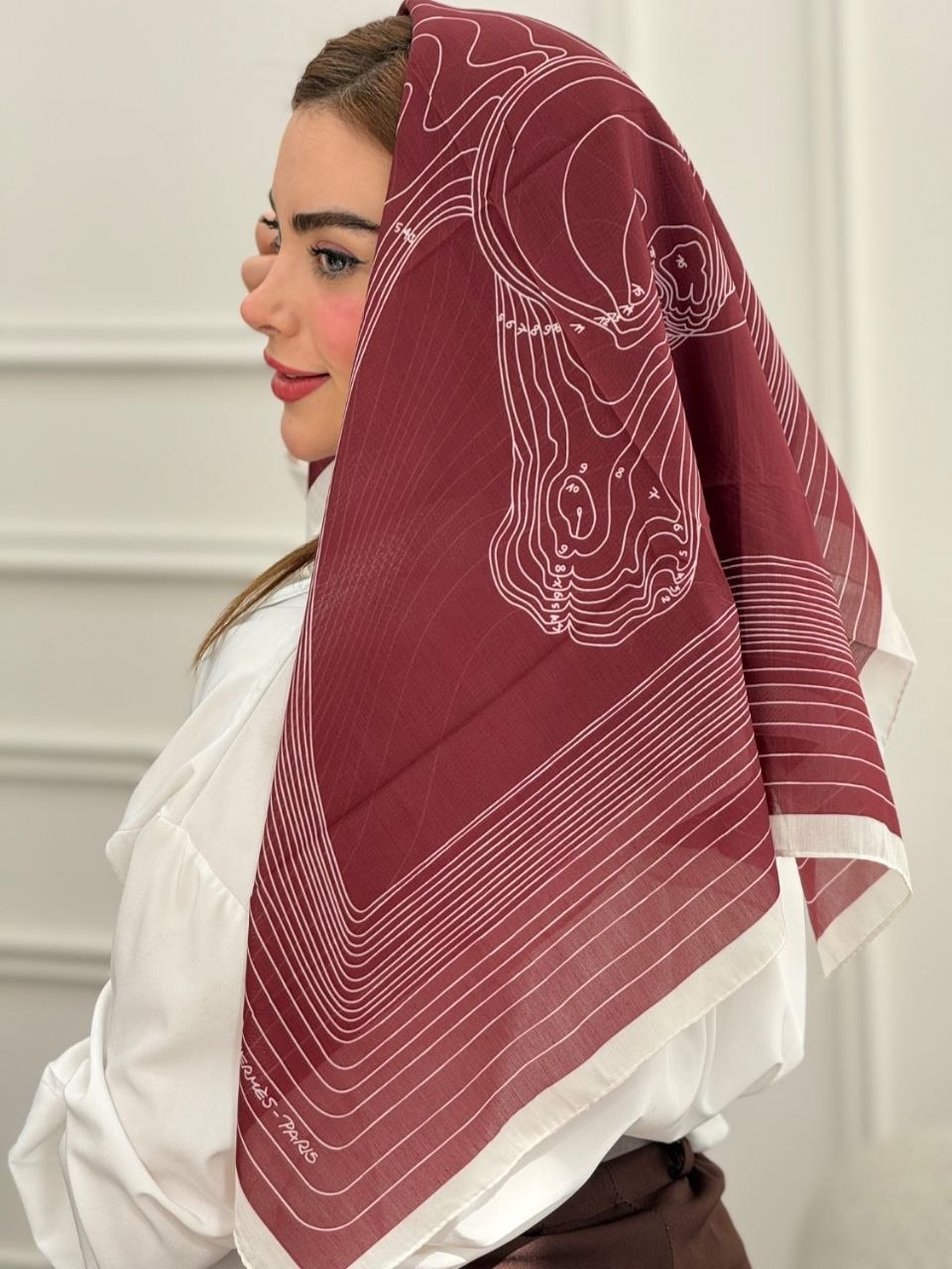 مینی اسکارف هرمس زرشکی